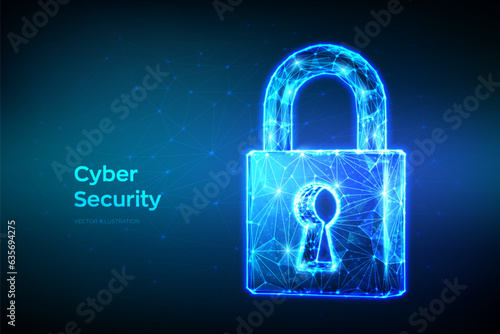 Lock. Cyber security. Padlock With Keyhole icon. Protect and Security or Safe concept. Illustrates cyber data security or information privacy idea. Low polygonal vector Illustration.