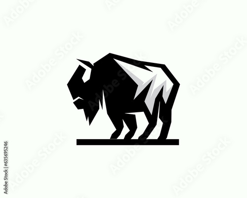 abstract stand bison logo design template illustration inspiration