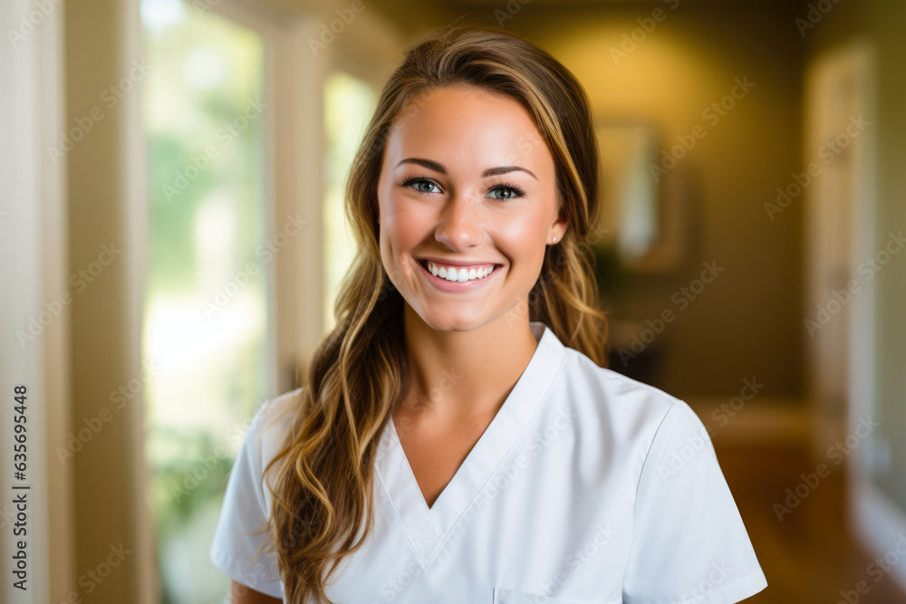 Captivating Smile: A Stunning Portrait of a Female Dental Hygienist, Radiating Confidence and Professionalism Captivating Smile: A Stunning Portrait of a Female Dental Hygienist, Radiating Confidence and Professionalism