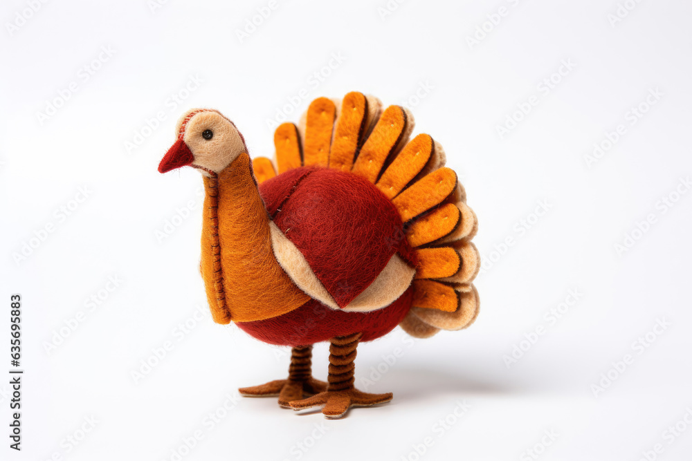 Felt turkeys for Thanksgiving on a white background Stock Photo | Adobe