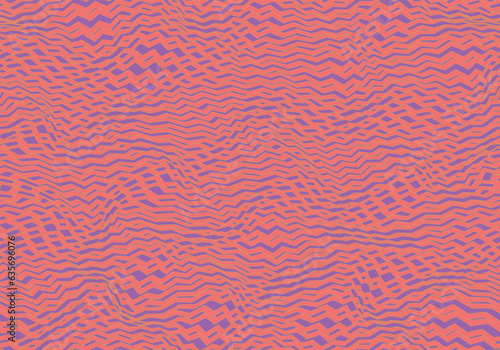 80s vibration lines. Optical pattern. Moiré pattern. Warped zigzag. Vector seamless pattern