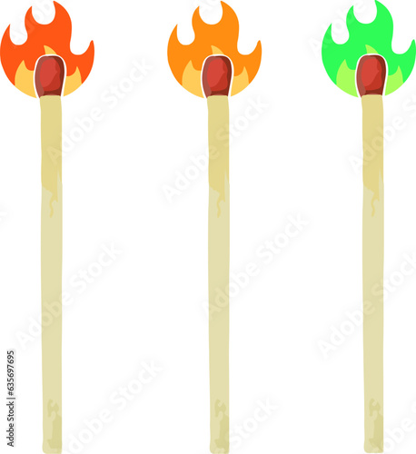 Several flammable matches are ready for use.