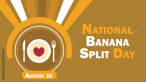 National Banana Split Day vector banner design. Happy National Banana Split Day modern minimal graphic poster illustration.