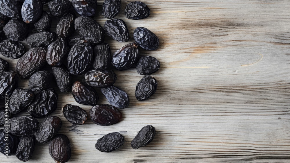Organic Dried Prunes Fruit Photorealistic Horizontal Background ...