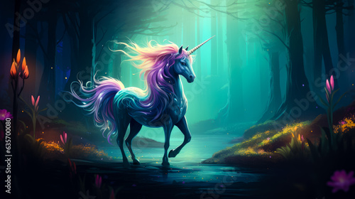 Unicorn Pony Fairy Tale Fantasy Horse Creature Magical Cute Enchanted Forest photo