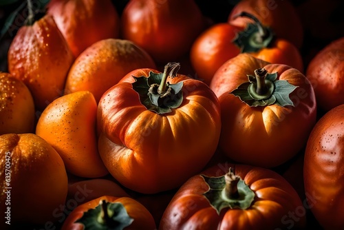 view of the textured skin of a persimmon 