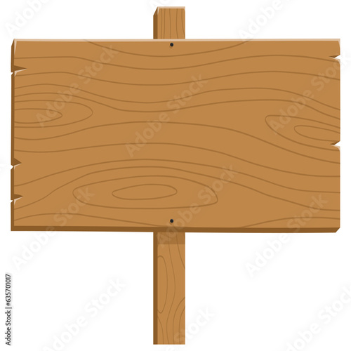 Wood Plank Signage Board Stand Cartoon Illustration Template Vector