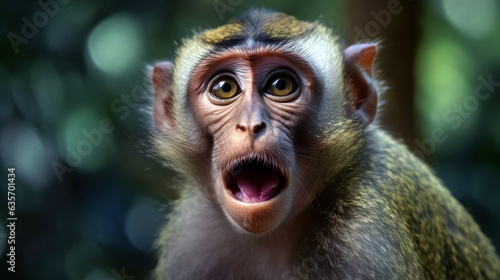Funny monkeys A funny monkey lives in a natural forest. cute animal