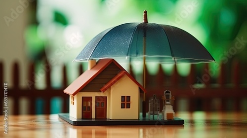 house under umbrella for insurance concept 