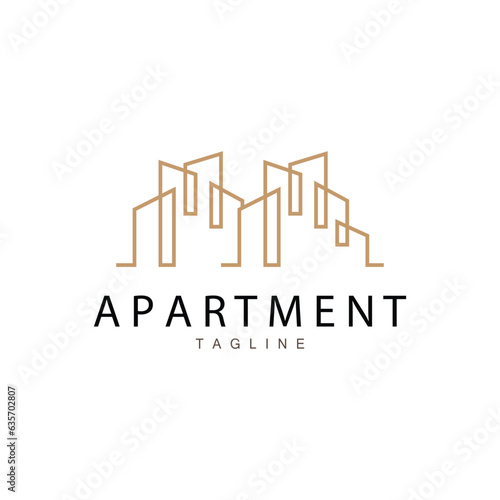 Apartment Building Logo, Modern Design Style Line Vector Symbol Illustration Template