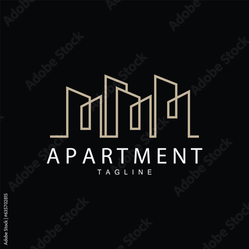 Apartment Building Logo, Modern Design Style Line Vector Symbol Illustration Template