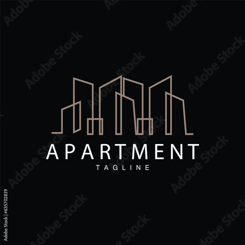 Apartment Building Logo, Modern Design Style Line Vector Symbol Illustration Template