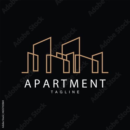 Apartment Building Logo, Modern Design Style Line Vector Symbol Illustration Template