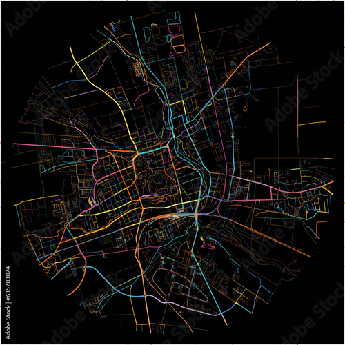 Colorful Map of Gotha, Thuringia with all major and minor roads.