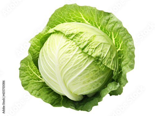 Fresh ripe whole cabbage isolated on transparent background