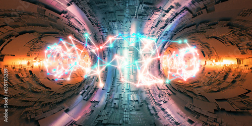 Photos nuclear fusion reactor tokamak concept background, 3d rendering