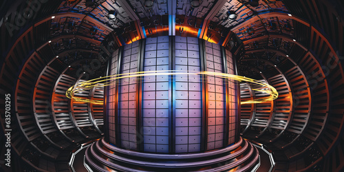 nuclear fusion reactor tokamak concept background, 3d rendering