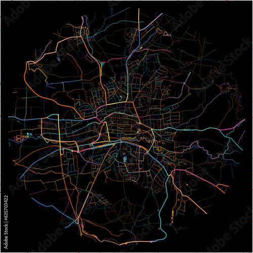 Colorful Map of Lemgo, North Rhine-Westphalia with all major and minor roads.