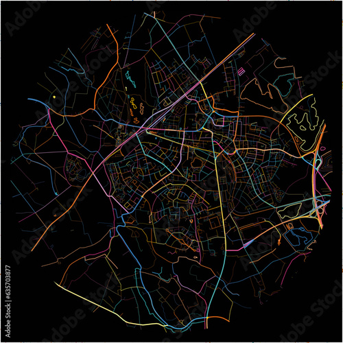 Colorful Map of Kamp-Lintfort, North Rhine-Westphalia with all major and minor roads.