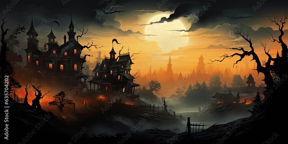 Silhouette of Haunted Houses