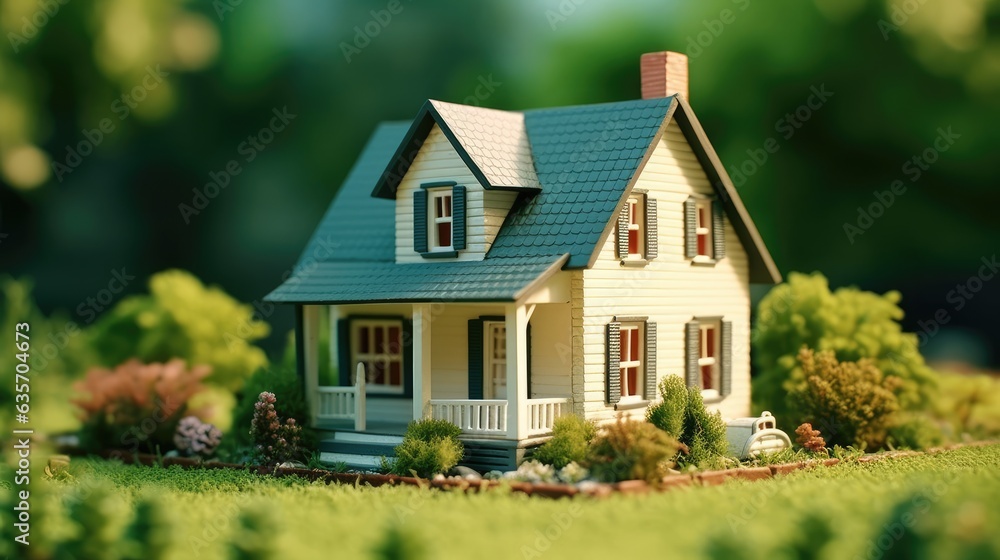 Small house model with natural background 
