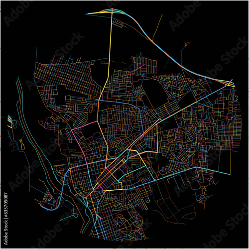 Colorful Map of SanPedrodeMacoris, San Pedro de Macorís with all major and minor roads.