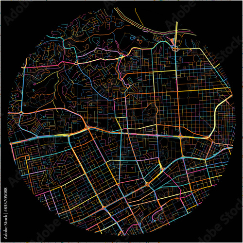 Colorful Map of SantoDomingo, Distrito Nacional with all major and minor roads. photo