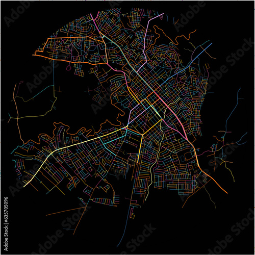 Colorful Map of SanFranciscodeMacoris, Duarte with all major and minor roads.