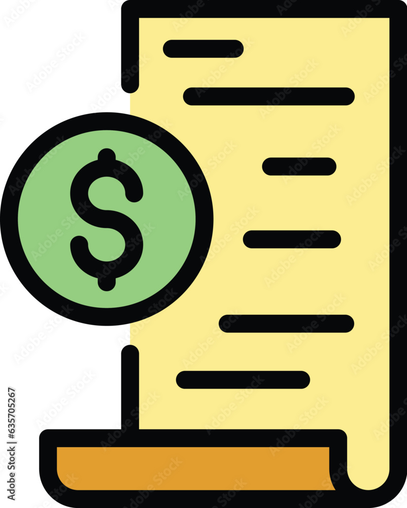 Bill paper icon outline vector. Making online money. Laptop bank color flat Bill paper icon outline vector. Making online money. Laptop bank color flat