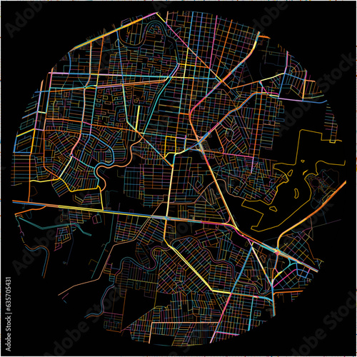 Colorful Map of Reynosa, Tamaulipas with all major and minor roads.
