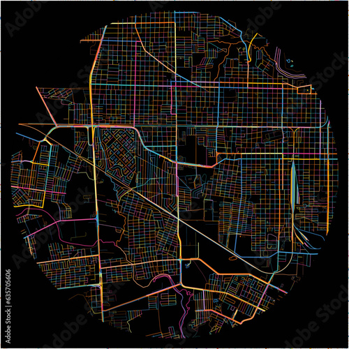 Colorful Map of NuevoLaredo, Tamaulipas with all major and minor roads.
