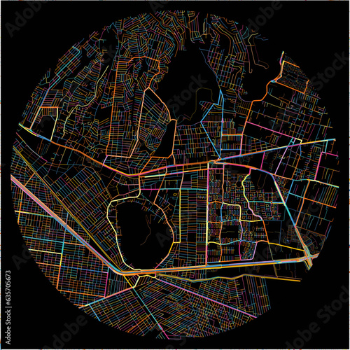 Colorful Map of Ixtapaluca, México with all major and minor roads.