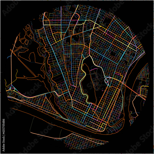 Colorful Map of Tampico, Tamaulipas with all major and minor roads.