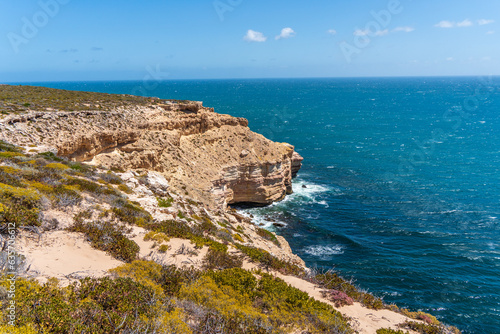 Grandstand Shellhouse  views of the rugged cliffs on the coastline of Kalbarri National Park  Western Australia.