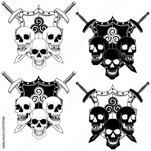 coat of arms with skulls and swords