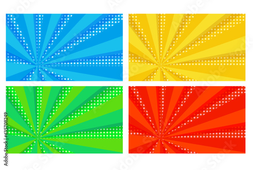 4色のサンバースト背景セット