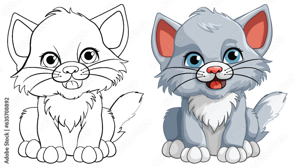 Cute Kitten Cartoon Character with O Cute Kitten Cartoon Character with O