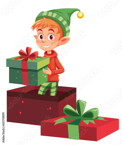 Male Elf Holding Christmas Gift