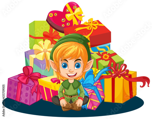 Elf with Christmas gift