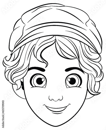 Male teen cartoon wearing hat
