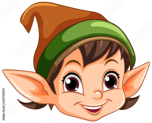 Cute Elf Head Cartoon Character