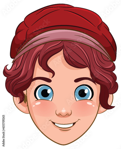 Male teen cartoon wearing hat