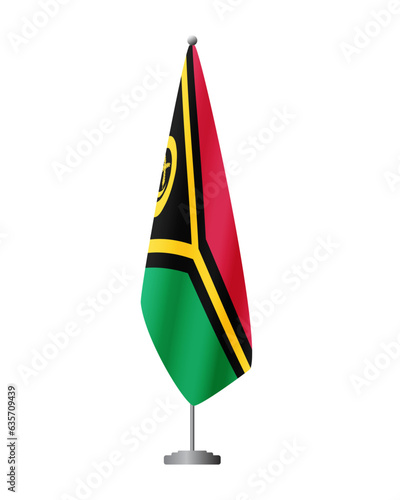 Vanuatu flag on flagpole for official meetings, transparent background, vector