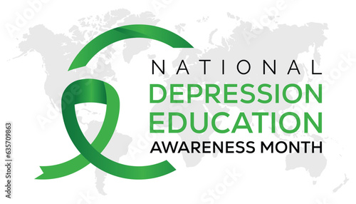 Vector illustration on the theme of national Depression education and awareness month observed each year during October greeting card, poster with background.