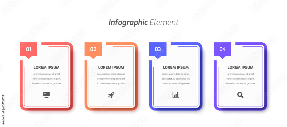 Vector Infographic Business with Thin Line, Rectangle Label, Icon and 4 Numbers for Presentation Vector Infographic Business with Thin Line, Rectangle Label, Icon and 4 Numbers for Presentation