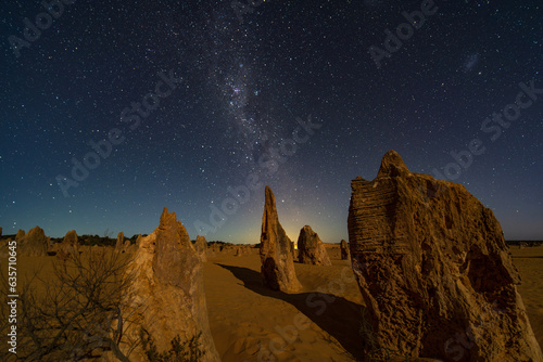 Night sky at The Pinnacles desert in Western Australia.