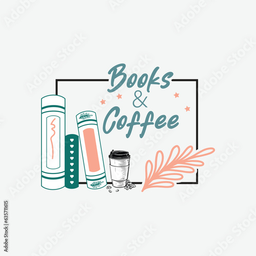 books and coffee t shirt design