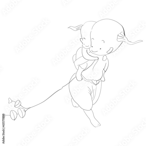 Traditional Thai Kid game cartoon illustration