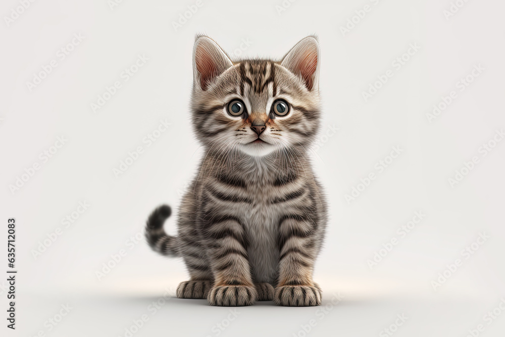 Adorable 3D Baby Cat on Pose