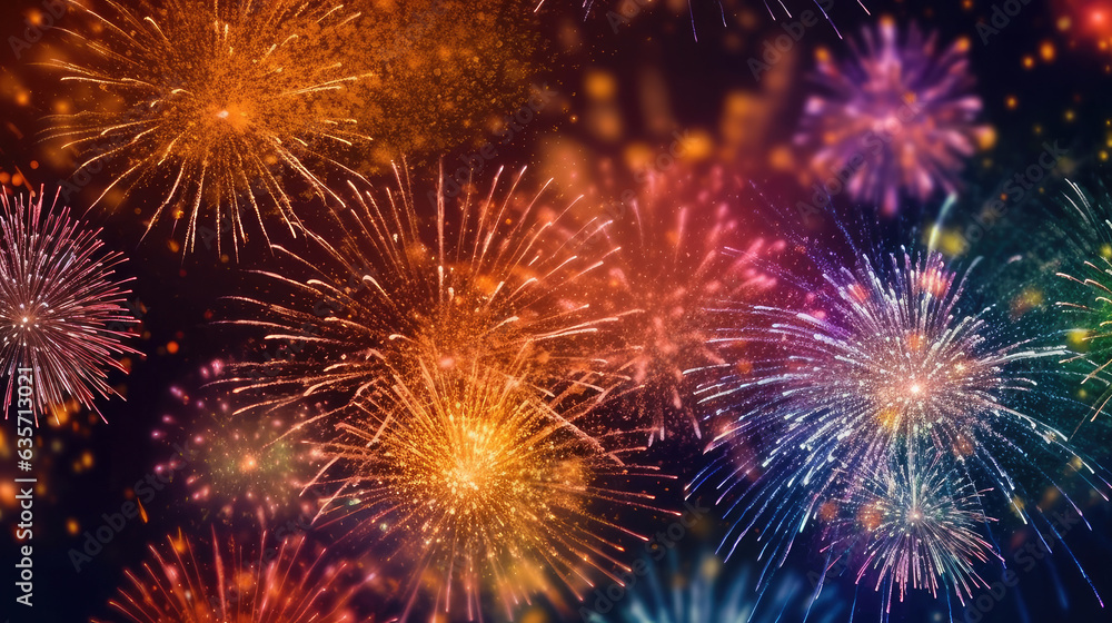 Happy New Year Fireworks 2024, Background, Illustrations, HD